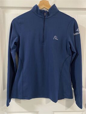 RHOBACK Navy Blue Long Sleeve Quarter Zip Up Sweatshirt WMNS S Preppy Collegiate